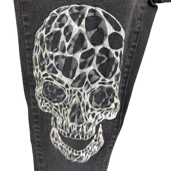Waimea Skinny Graffiti Paint Spider Web Skull Jet Black Men Jeans 30x32 Emo - Picture 2 of 12